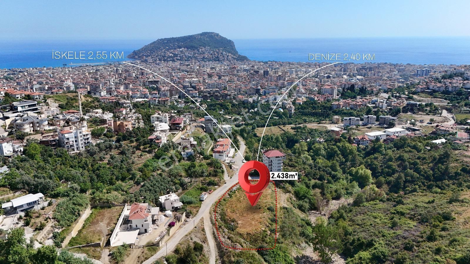 Alanya Bektaş'ta Manzaralı Ve İmarlı 2.438 M² Yatırımlık Arsa
