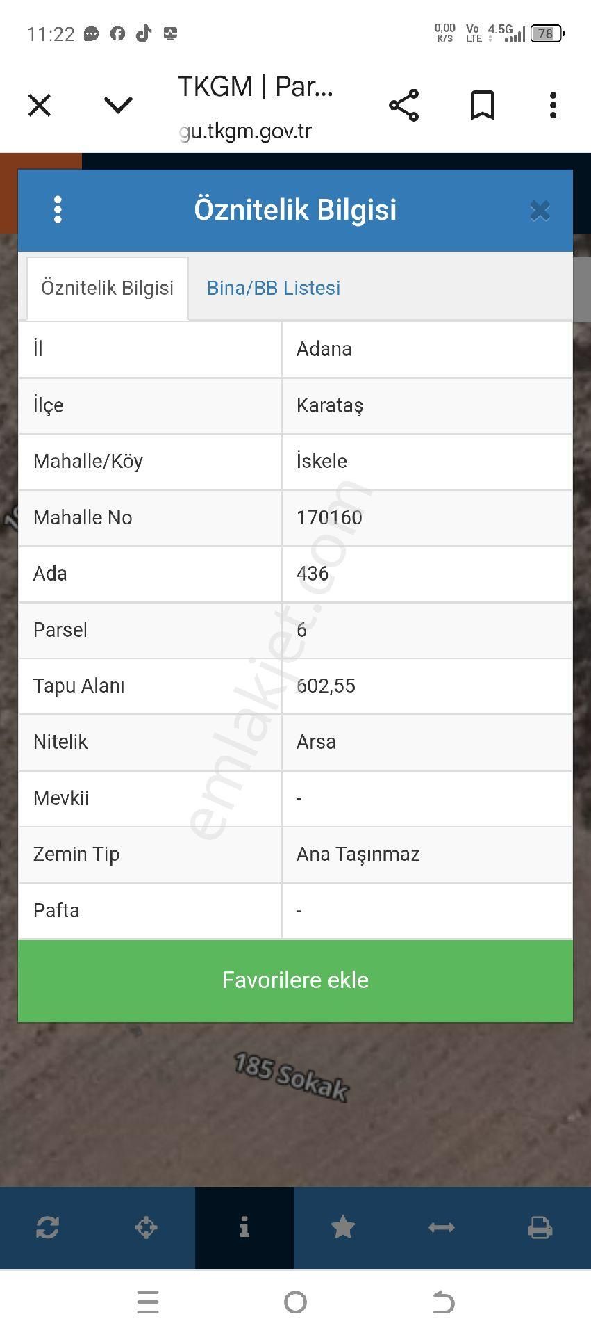 Karataş İskele 603 Mmt Arsa
