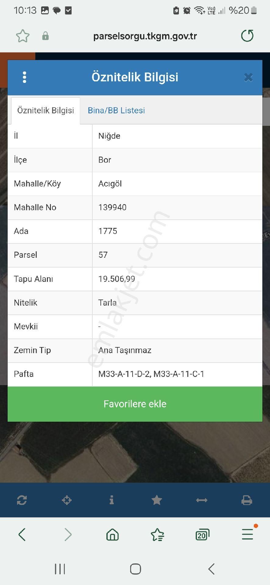 Niğde Bor Acıgöl Mahallesinde Satılık Verimli Tarla