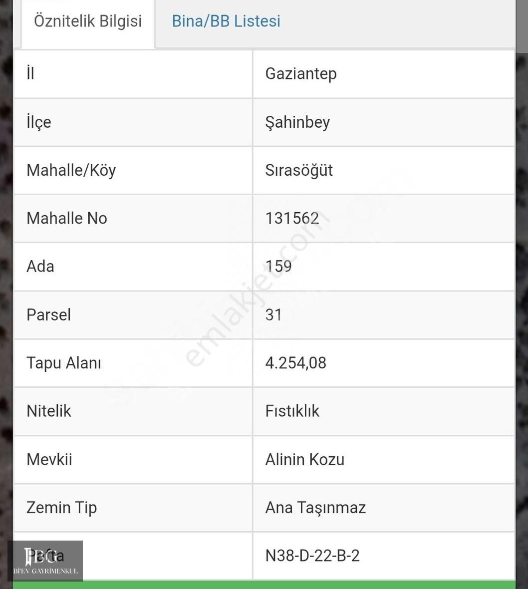 Bi'ev Gayrimenkul'den Sırasöğüt'te Satlık Fıstıklık