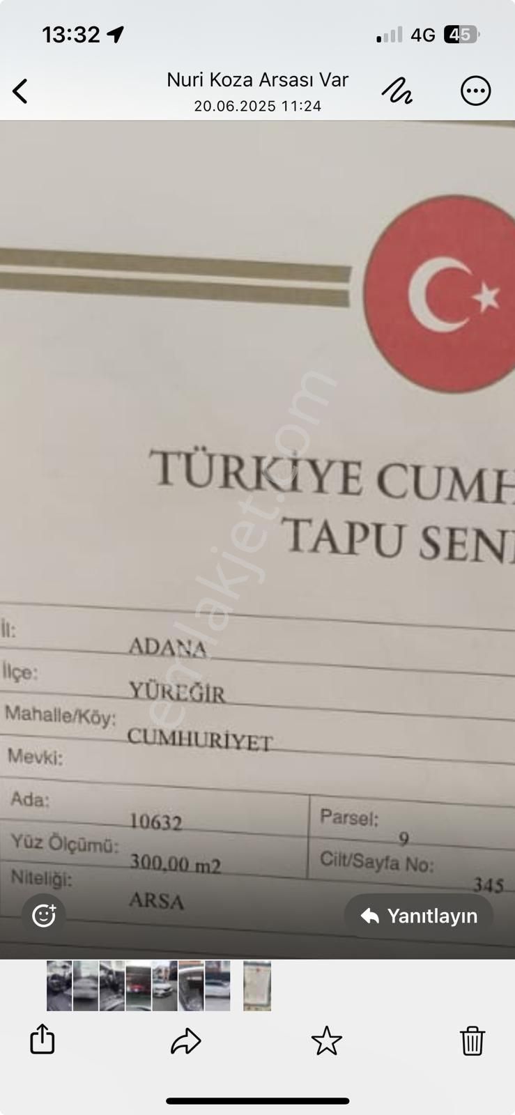 Yüreğir Koza Mahallesi Acil Satılık Arsa