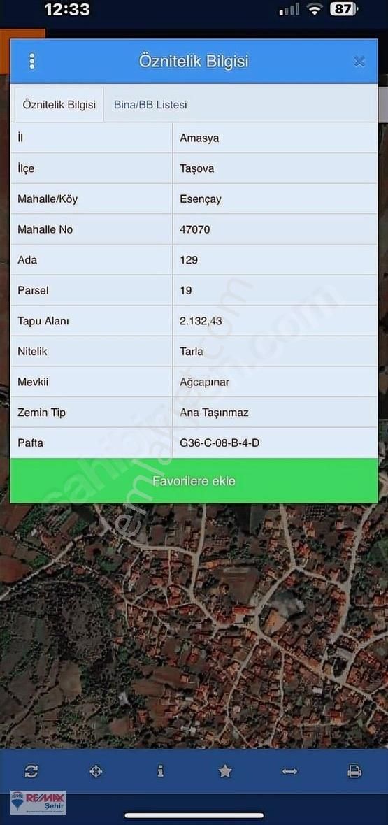 Amasya Taşova Esençay Köyünde Satılık Tarla