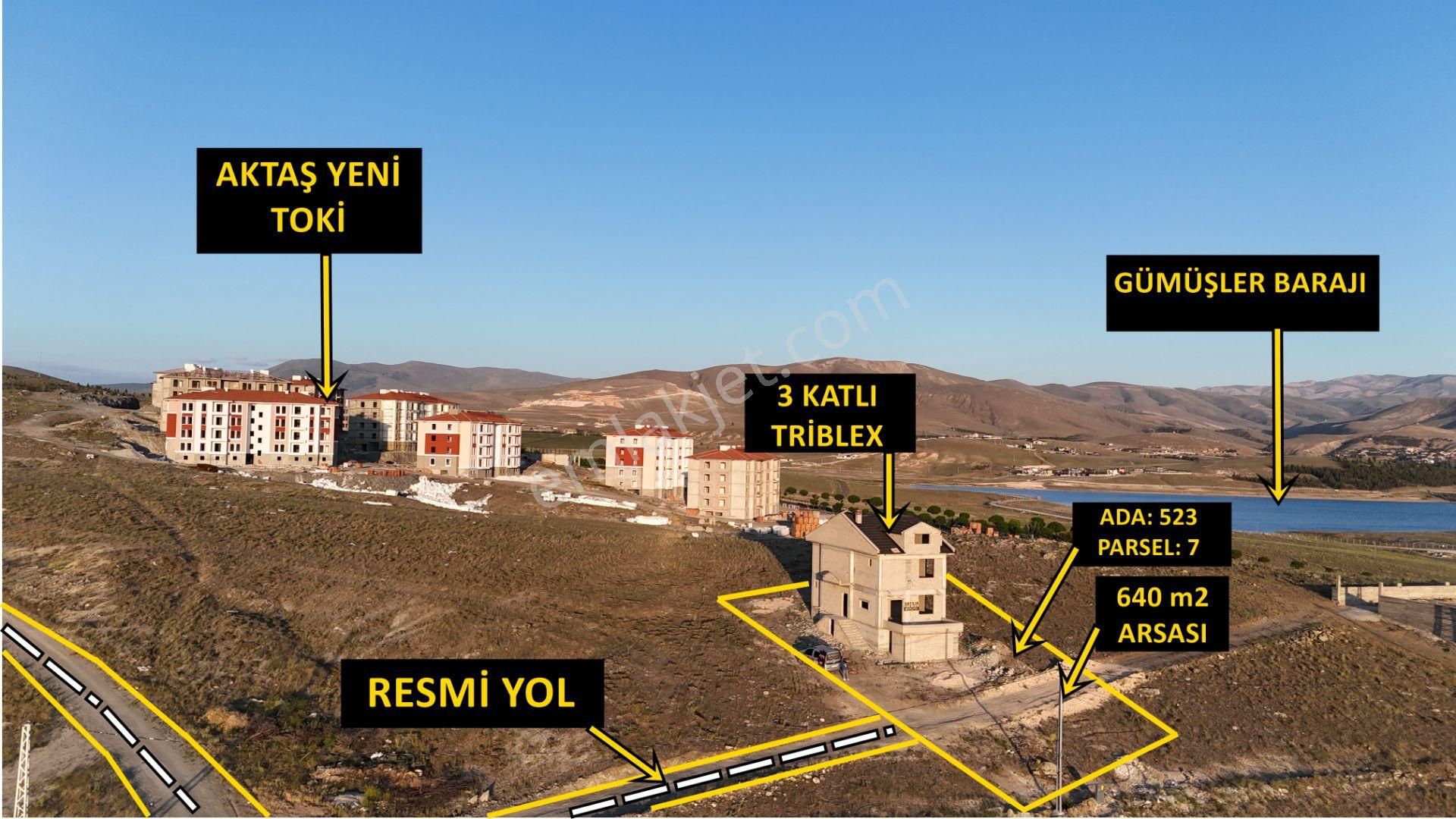 E.gökal Aktaş Baraj Manzara 640m2 Arsa 3 Katlı Triplex Toki Yanı