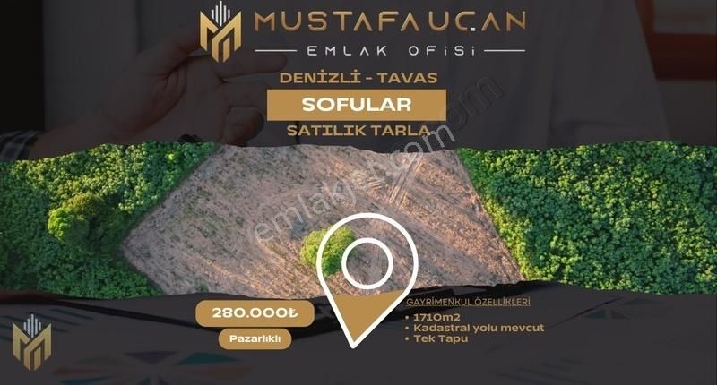 Tavas Sofular'da 1710m2 Kadastral Yolu Mevcut Tarla