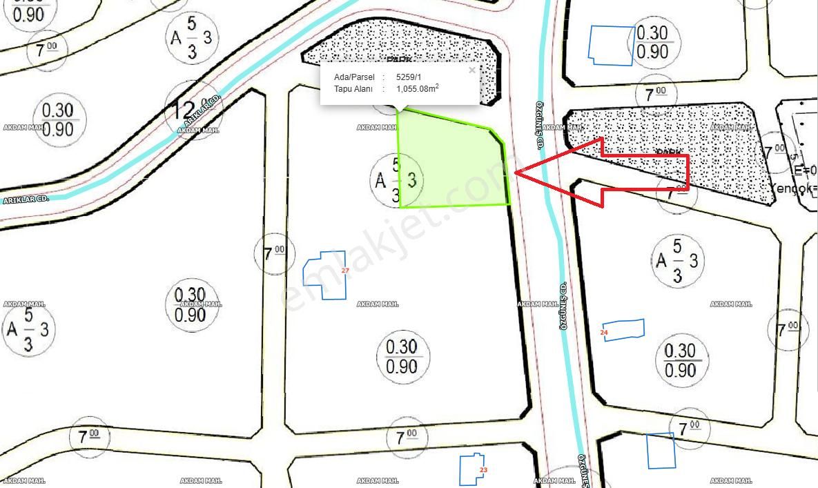 Hacılar Akdamda 1055 M2 Tek Tapu Köşe Başı İmarlı Villa Parseli - Görsel 11