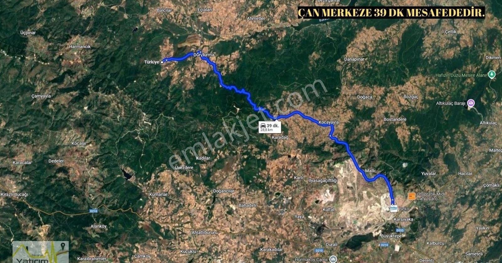 Çanakkale Çan Dondurma Mahallesinde 489 M2 Satılık İmarlı Arsa