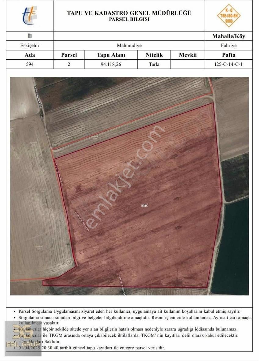 Esil Grup'tan Mahmudiye Merkezi Noktada 94 Dönüm Satılık Tarla - Görsel 5