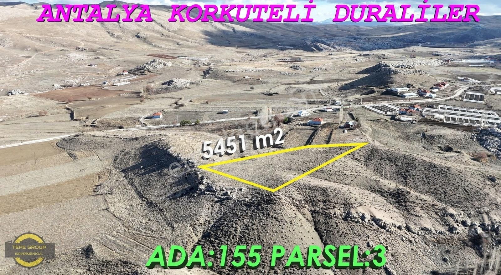 Antalya Korkuteli Duraliler'de 5451 M2 Yatırımlık Satılık Tarla