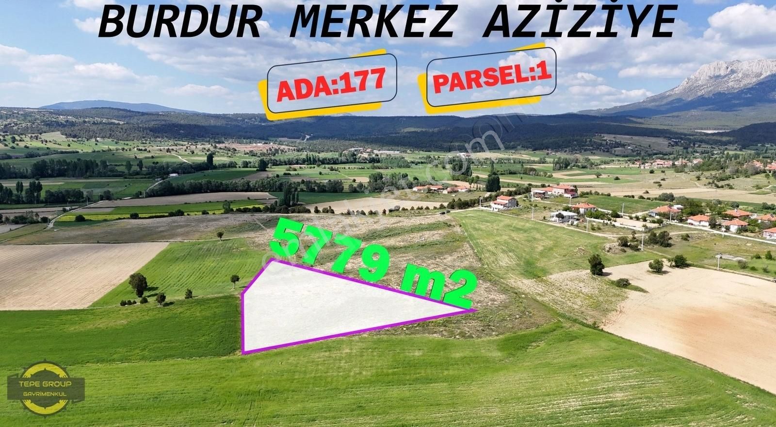 Burdur Merkez Aziziyede 5779 M2 Tek Tapu Satılık Çiftlik Arazisi