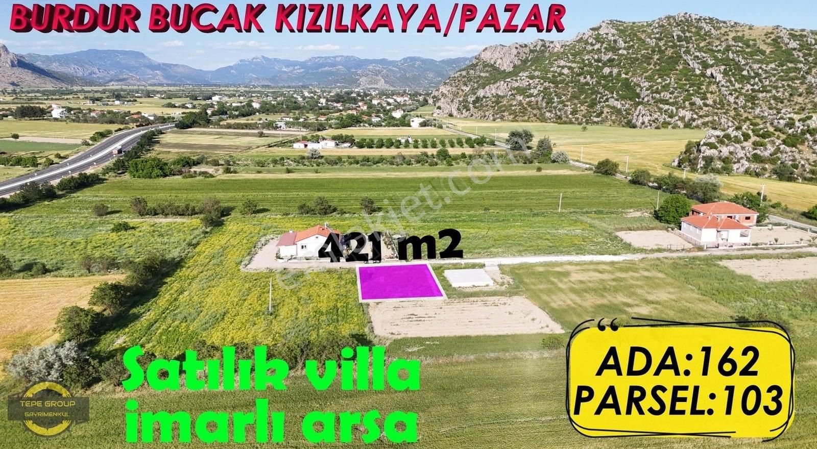 Burdur Bucak Kızılkaya Pazar'da 421 M2 Villa İmarlı Satılık Arsa