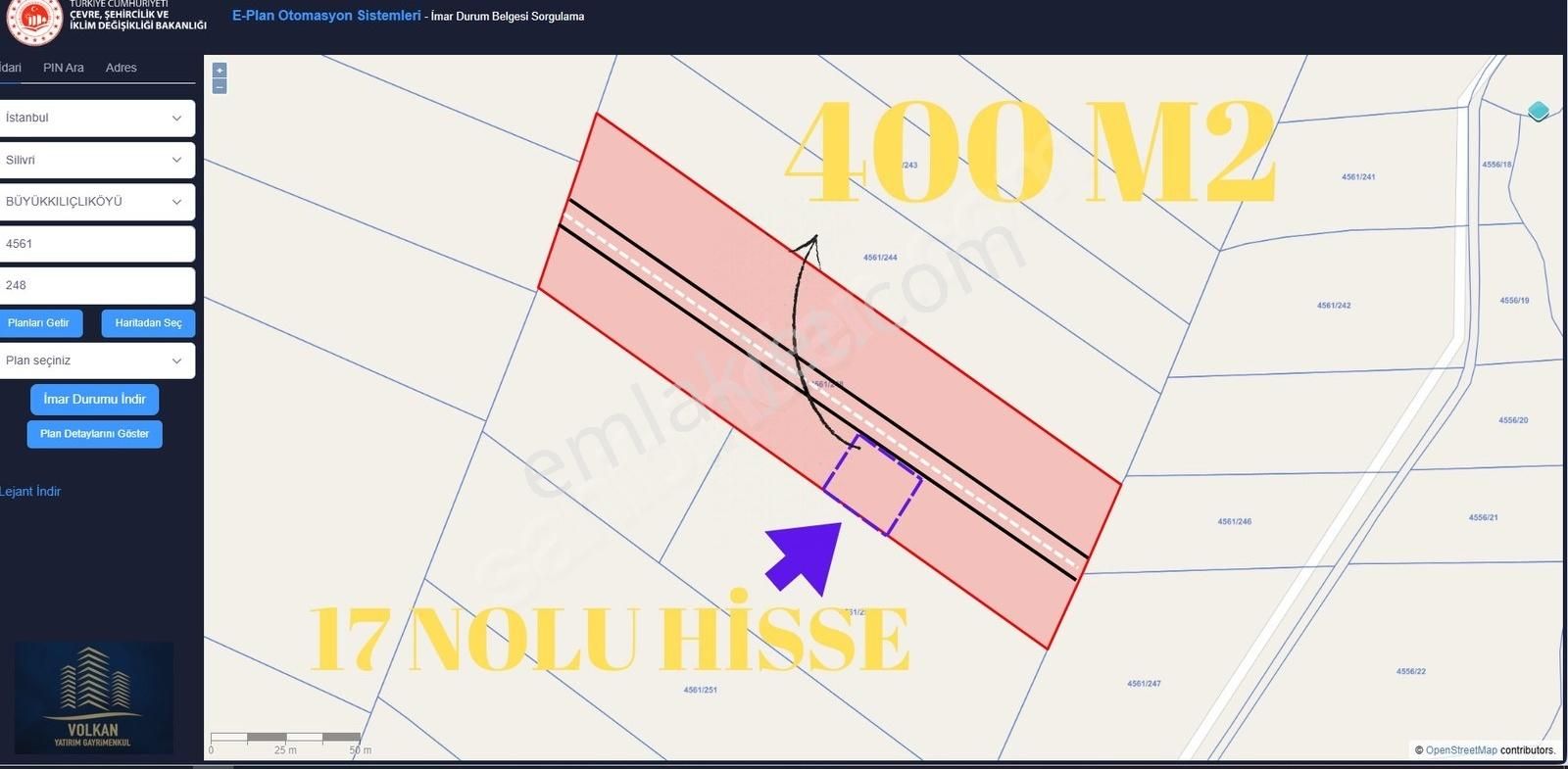Silivri Büyüklıçlı Köyü'nde Satılık 400 M2 Hisse