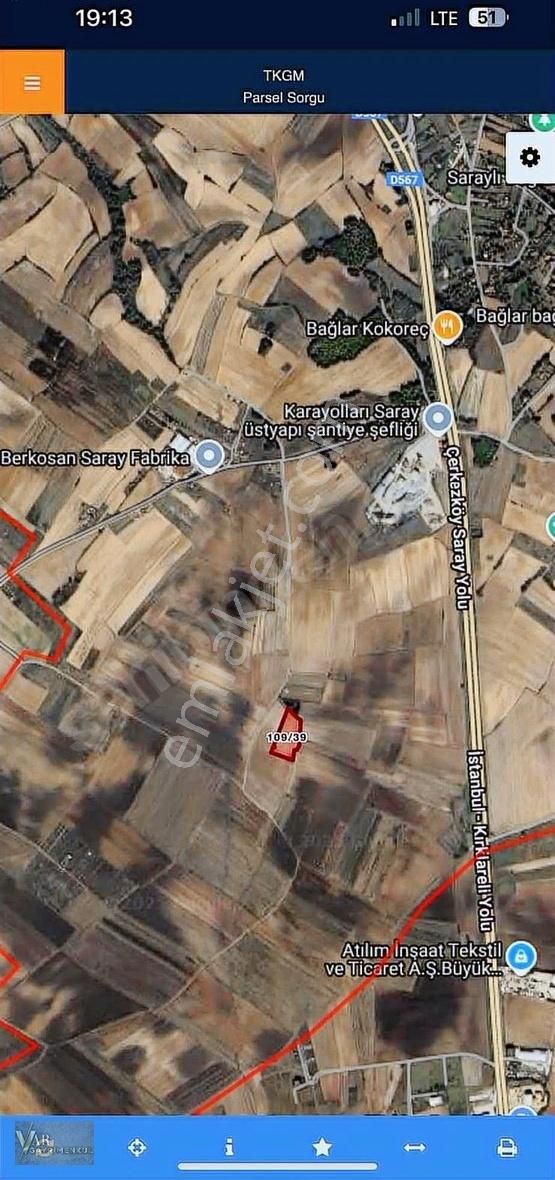 Tekirdağ Saray Ayaspaşa 276m2 Fırsat Hisse