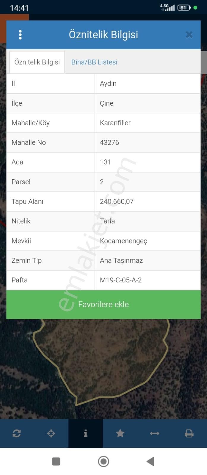 Aydın Çine Karanfiller Mahallesinde Tek Tapu Satılık Tarla 240 Dönüm