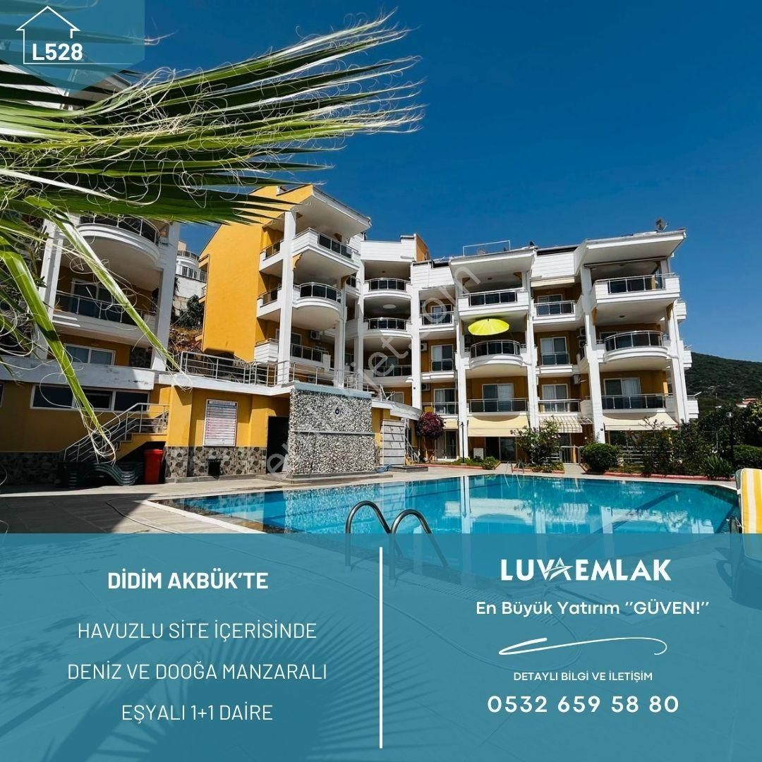 Didim Akbük'te Havuzlu Sitede Deniz Ve Doğa Manzaralı Eşyalı 1+1 Ara Kat Daire