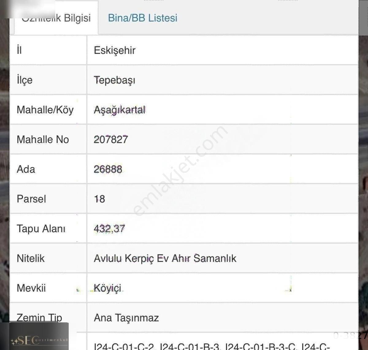 Sec Den Aşağıkartal Köyünde 432 M2 Satılık Arsa