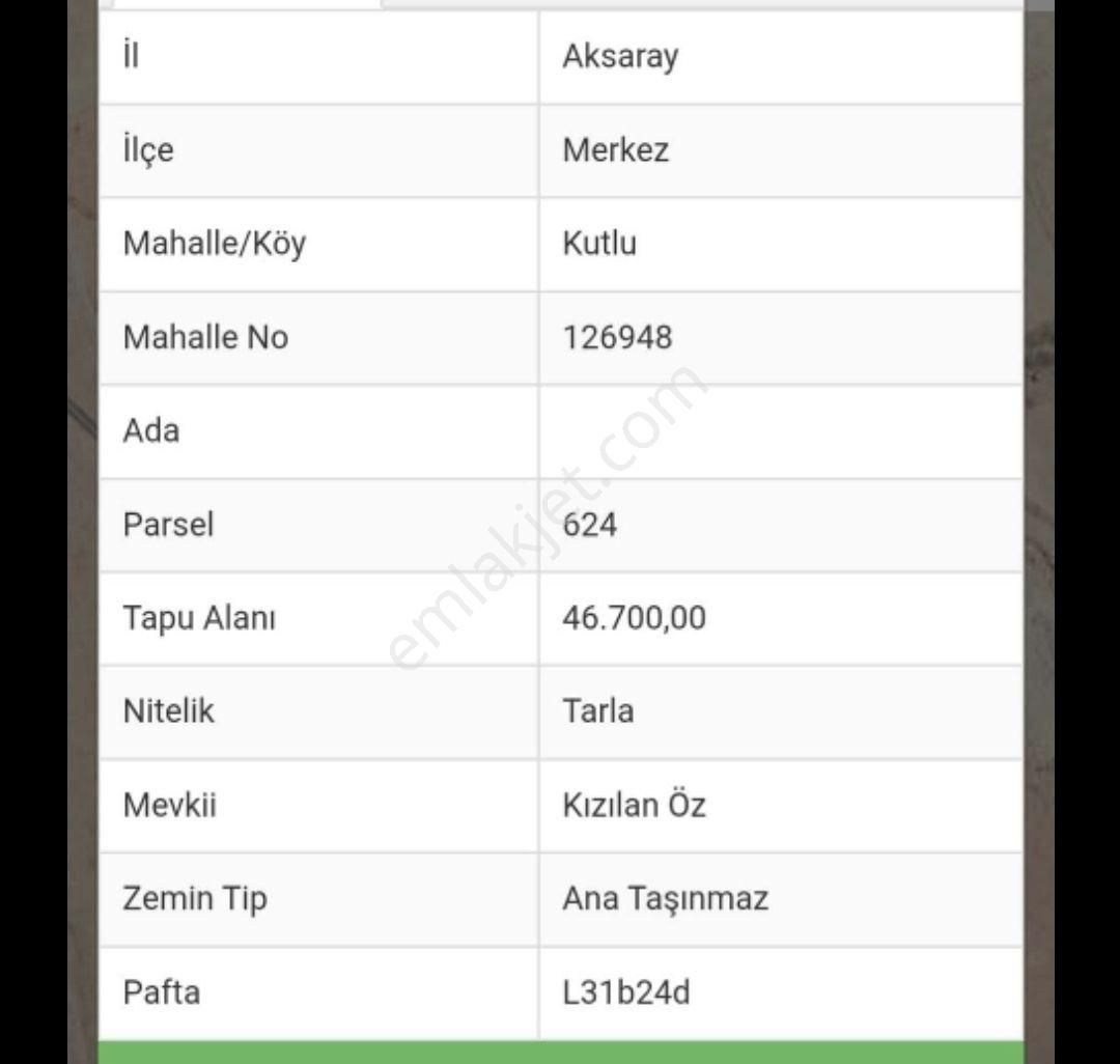 Satılık Tarla Aksaraya Yakın Mesafede