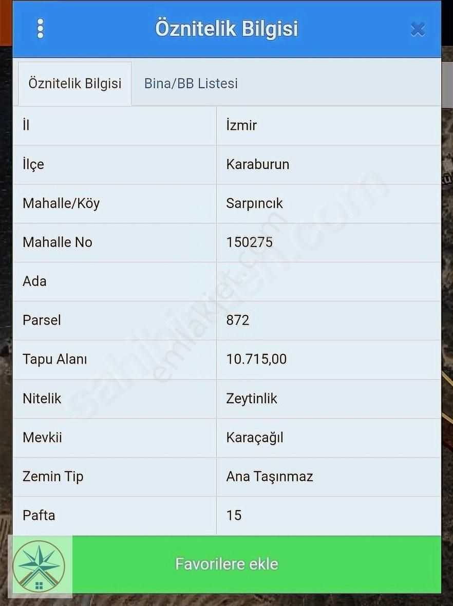 İzmir Karaburun Sarpıncıkta Denize Sıfır 10.715 M2 Zeytinlik
