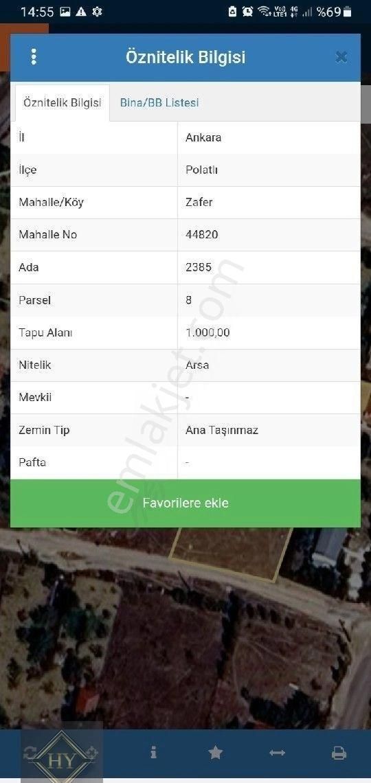 Yıkılmaz Emlaktan Satılık Arsa 1000 M2