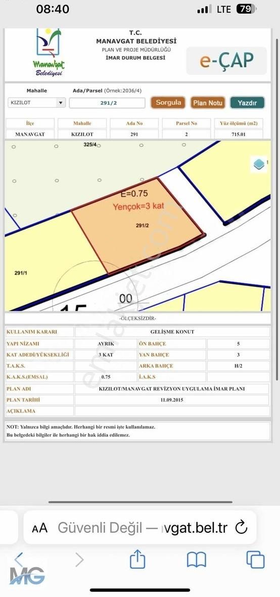 Kızılot Da Harika Konumda Satılık Arsa