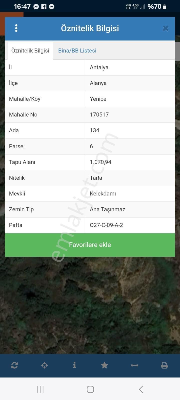 Alanya Yenice Satılık Tarla Hobi Bahçesi