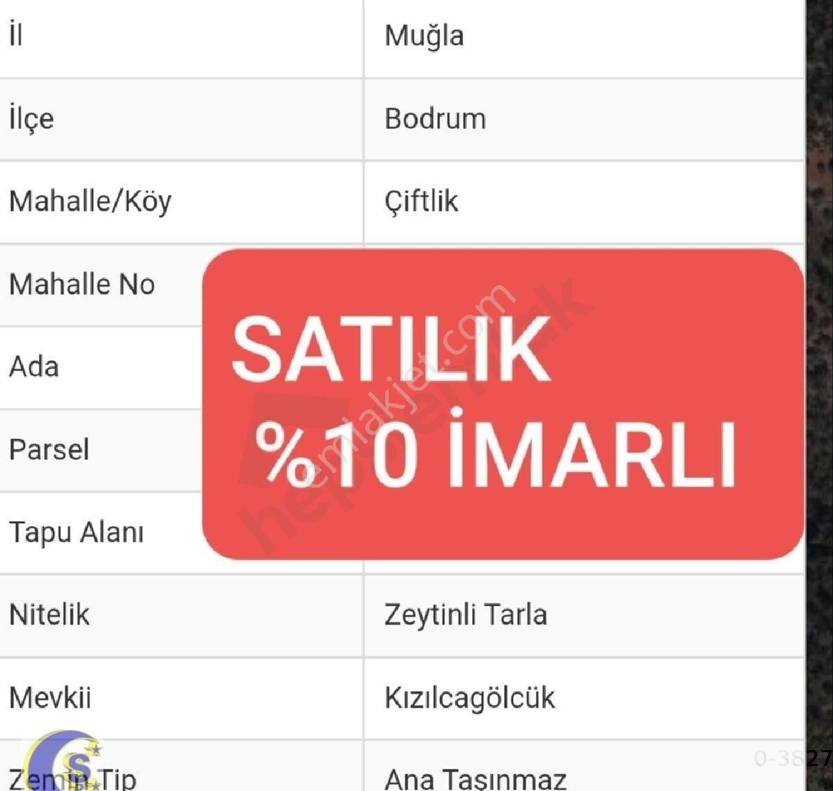 Bodrum Çıftlık Satılık %10 İmarlı Arsa