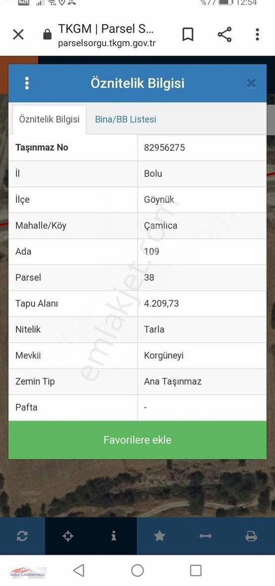 Bolu-bilecik Yoluna Cephe Göynük Merkeze 5 Km Güzel Konum Satılk
