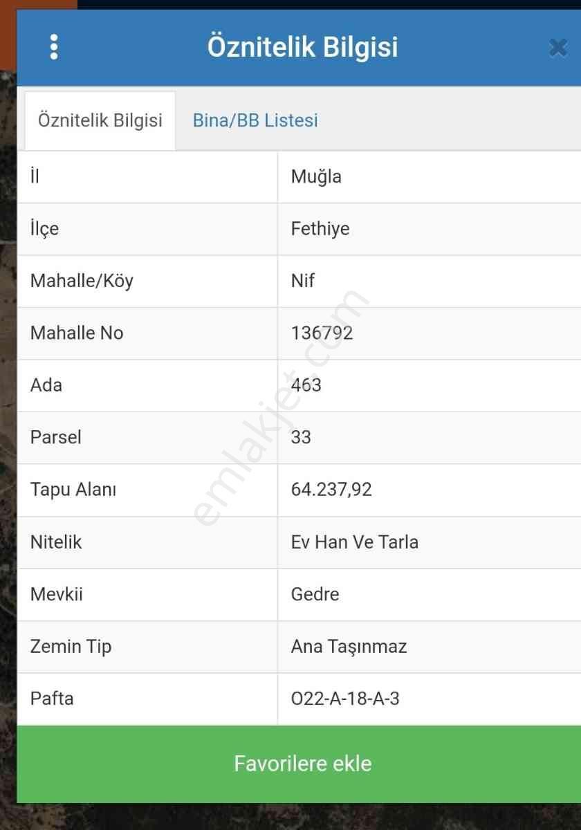 Cool'dan Muğla Fetiye 'de Satılık Tarla
