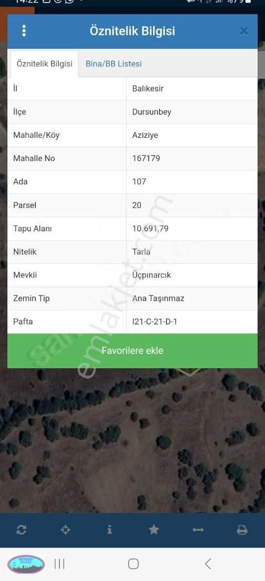 Balıkesir Dursunbey Aziziye 10691,79 Yolu Ve Suyu Olan Tarla