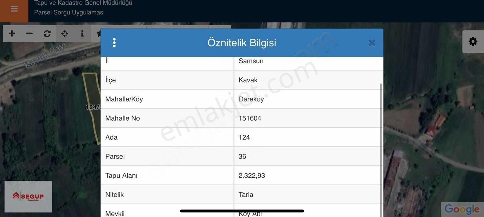 Kavak Cezaevine Yakın Dereköyde Satılık Tarla
