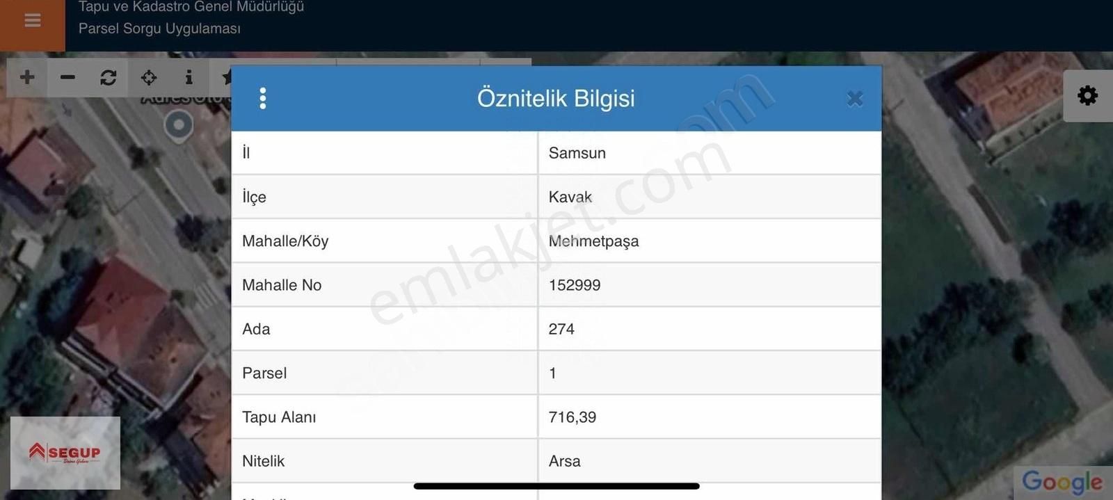 Kavak Bahçelievler Mah.satılık İmarlı 716 M2 Köşe Parsel Arsa