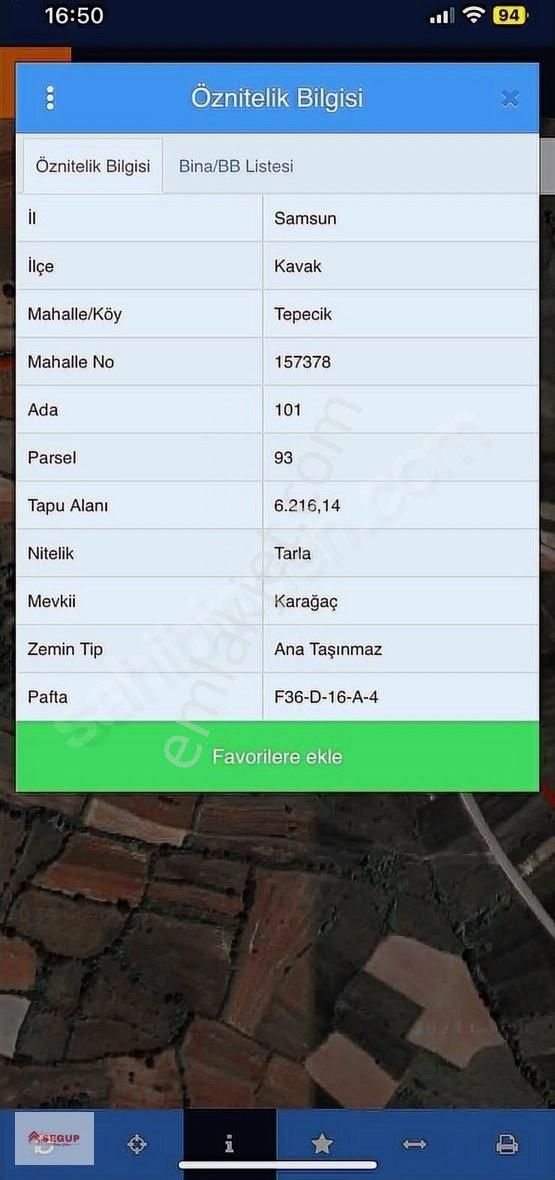 Samsun Kavak Tepecik Mah Satılık 6216 Metrekare Fırsat Tarla