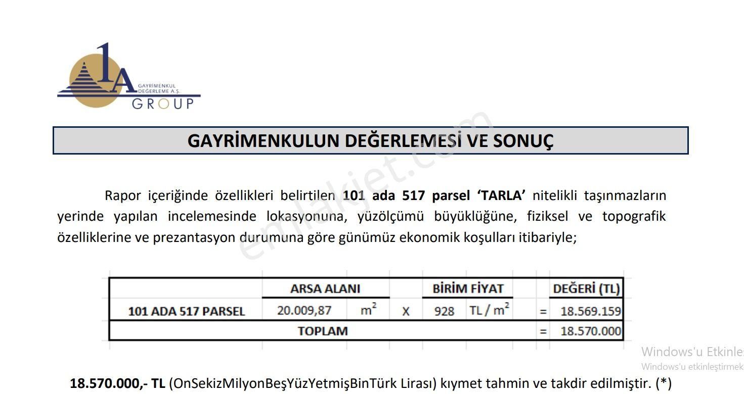 Sahibinden 20.000m2 Yola 1.parsel Şahane Fırsat