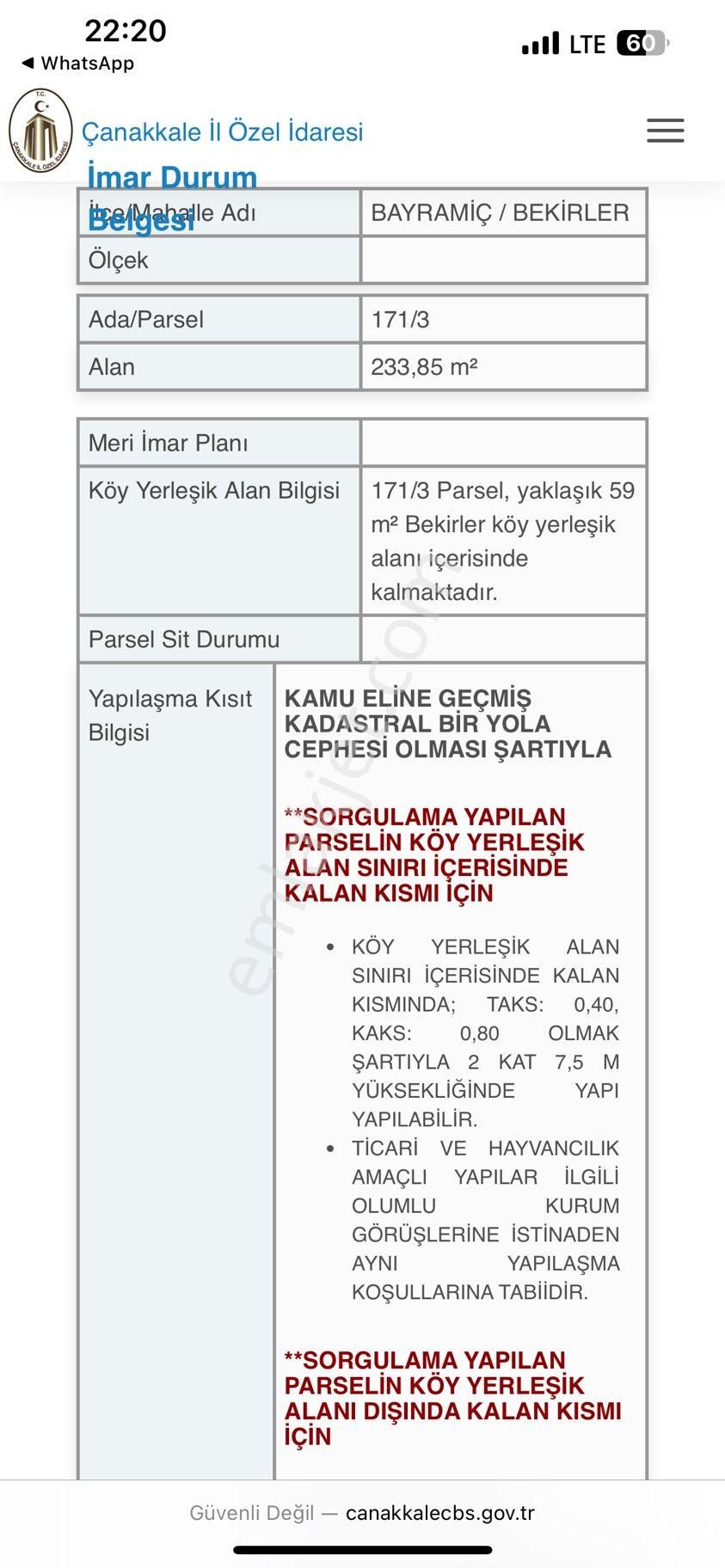Çanakkale Bayramiç Bekirler 233m2 Köyiçi İmarlı Arsa - Görsel 5