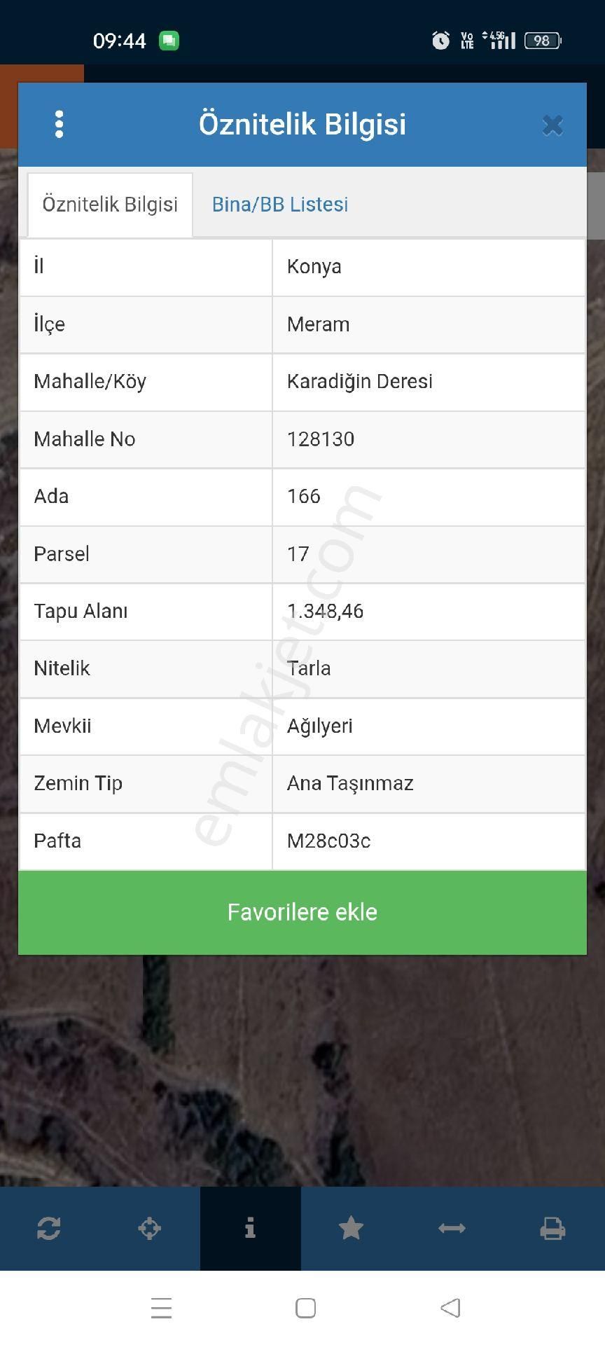 Konya Meram Karadigin Deresinde Satılık 1348 Metrekare Tarla