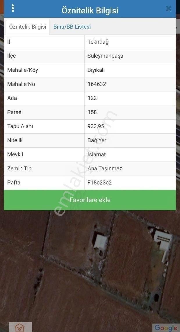 Tekirdağ Süleymanpaşa Bıyıkali Köyünde Yola Cepheli Satılık Tarla
