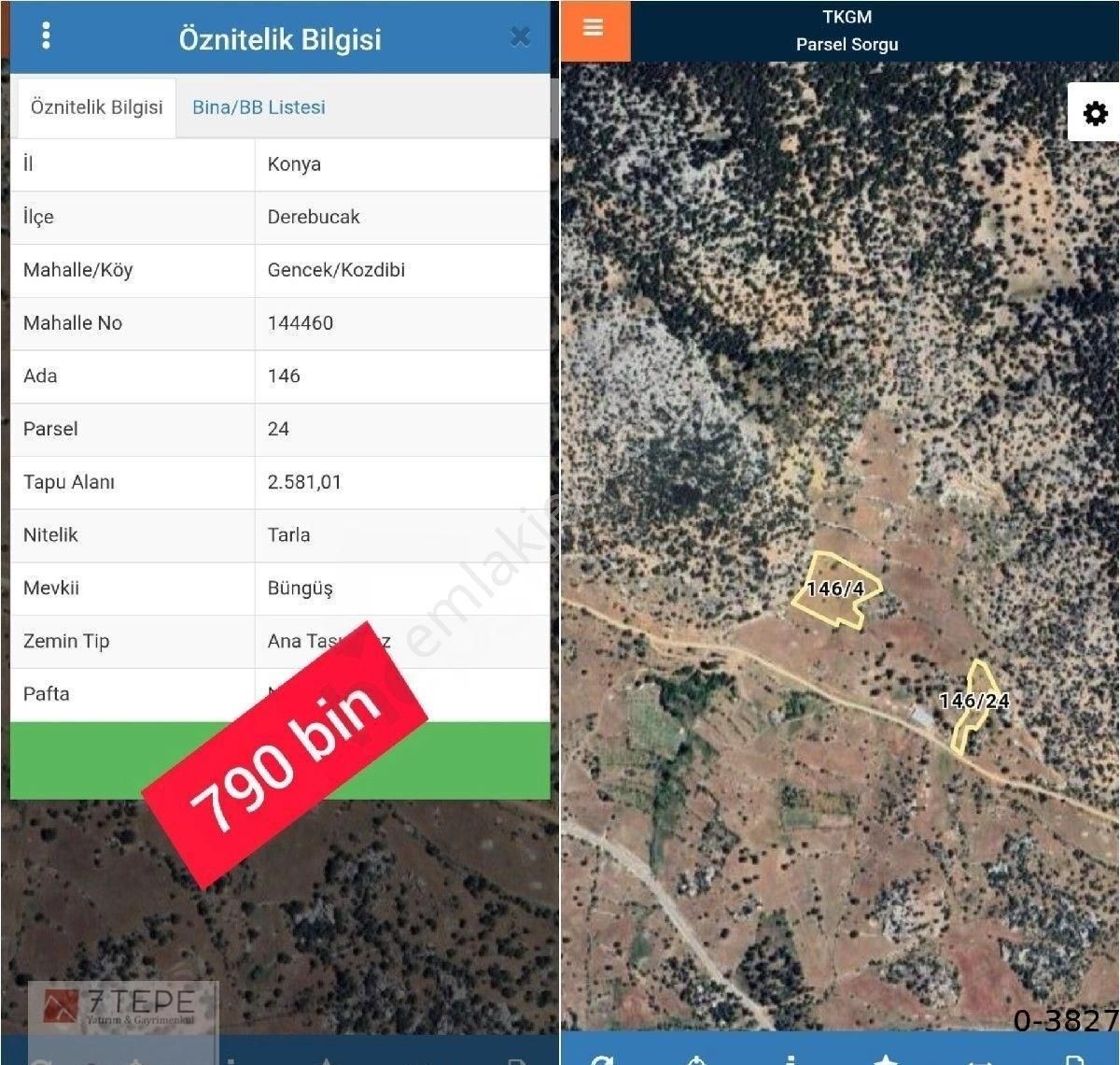 Konya Derebucak Gencek De Satılık 2580m2 Tarla