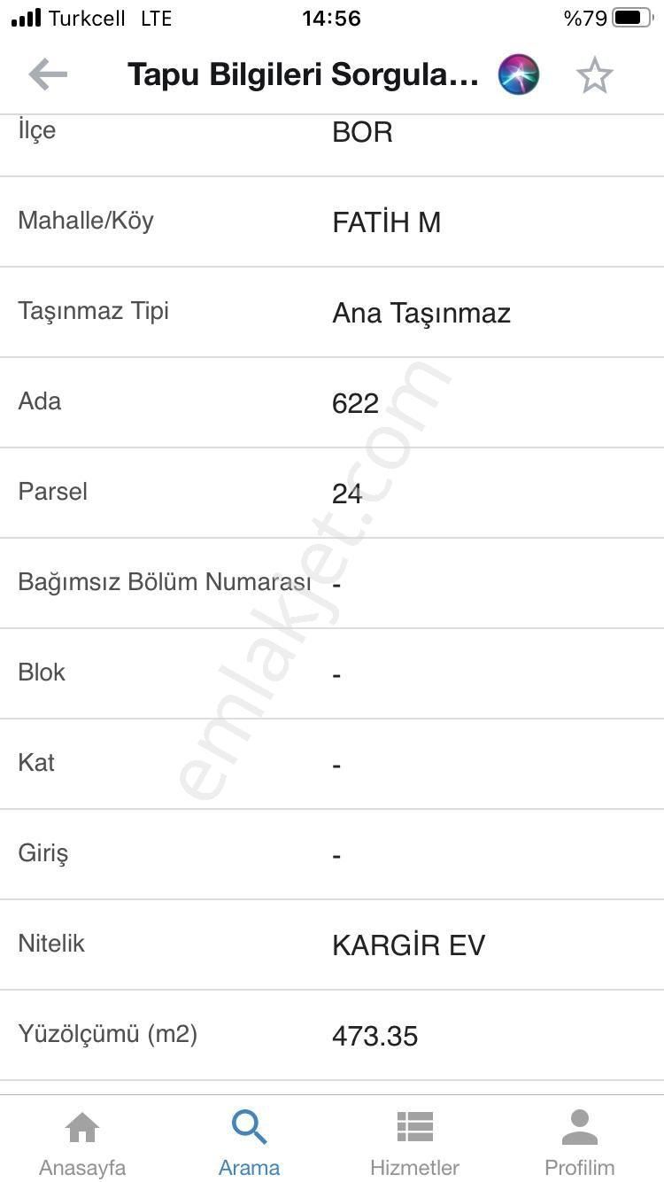 Niğde Bor Fatih Mahallesinde Satılık Müstakil Ev