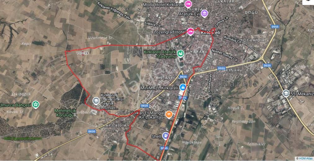 Kırklareli Merkez Karakaş Mahallesi Şehir Yanı Satılık Arazi
