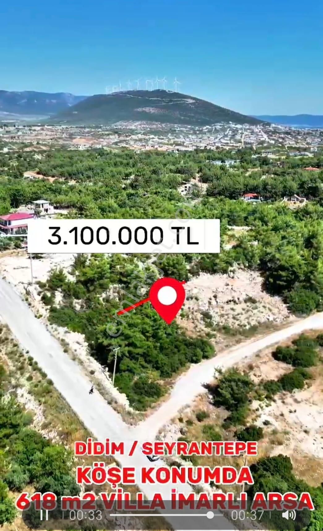 Didim Seyrantepede Yola Cepheli Köşe Parsel Villa Arsası