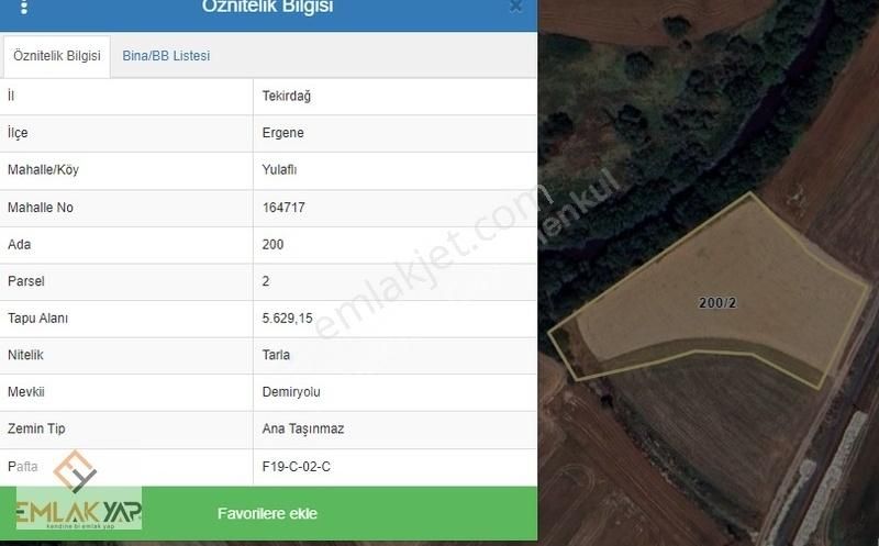 Emlakyap Tan Tekirdağ Ergenede Sanayi Tesislerine Komşu Tarla