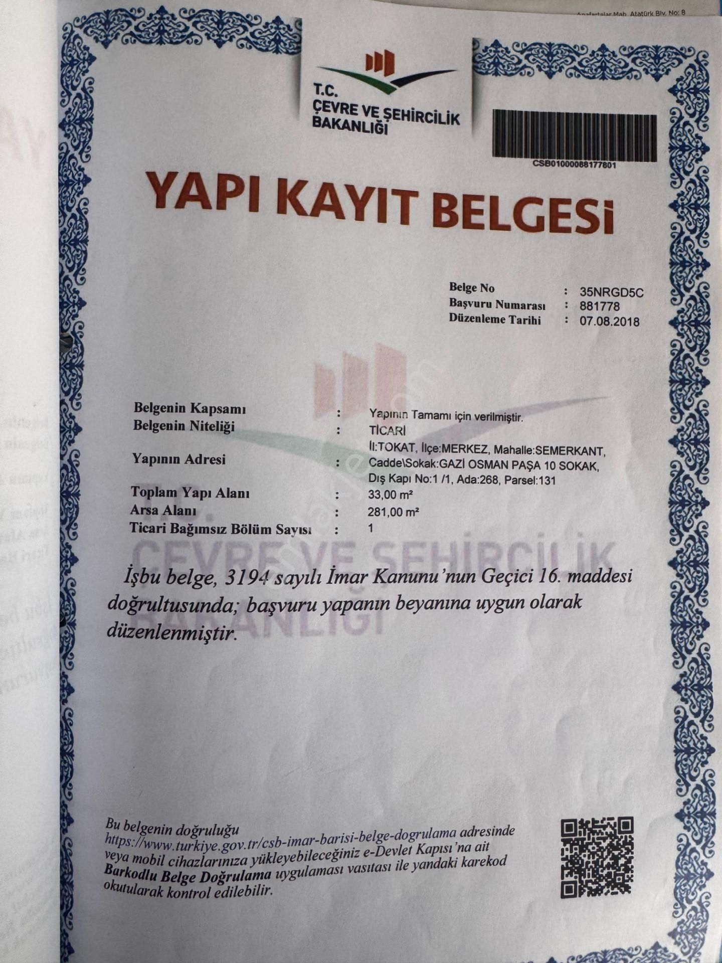 Emniyetin Karşı Sokağında 281m2 17mcepheli İmarlı Kentsele Uygn - Görsel 16