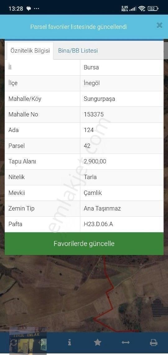 Bursa İnegöl Sungurpasa Da Bursa İleri Teknoloji Sanaii İmar Genisleme Alani İçindedir.