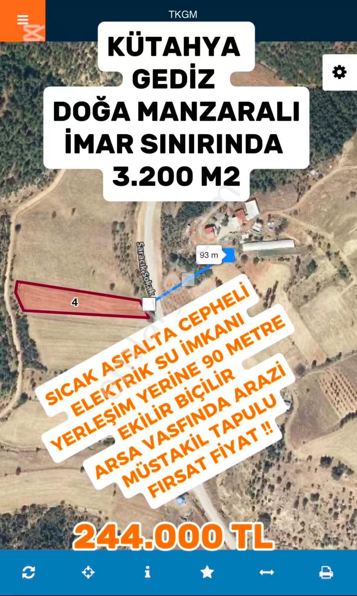 Kütahya Gediz İmara Yakın Yaşama Uygun Sıcak Asfalta Cepheli Harika Arsa!