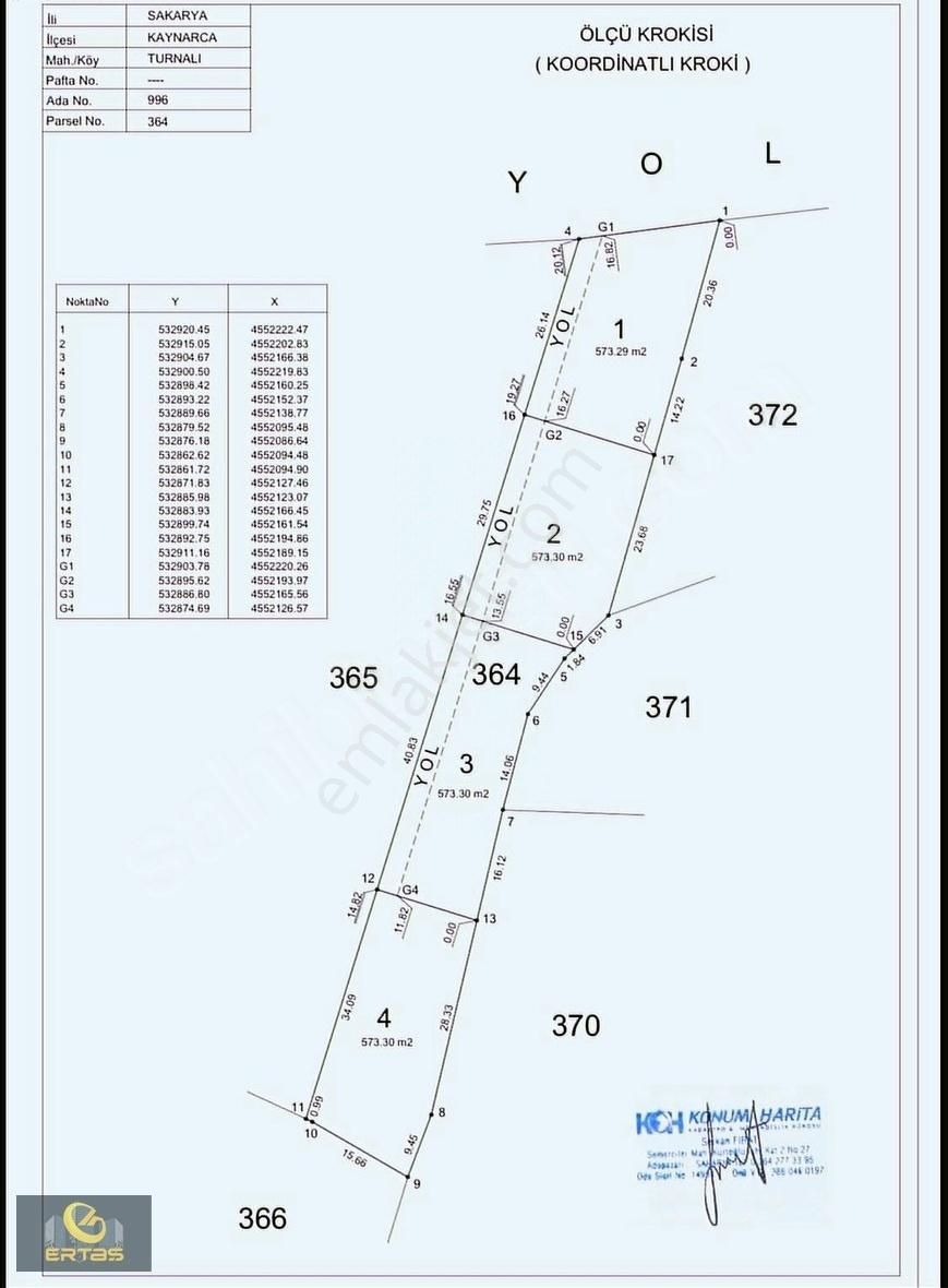 Turnalıda 578 M2 Arsa