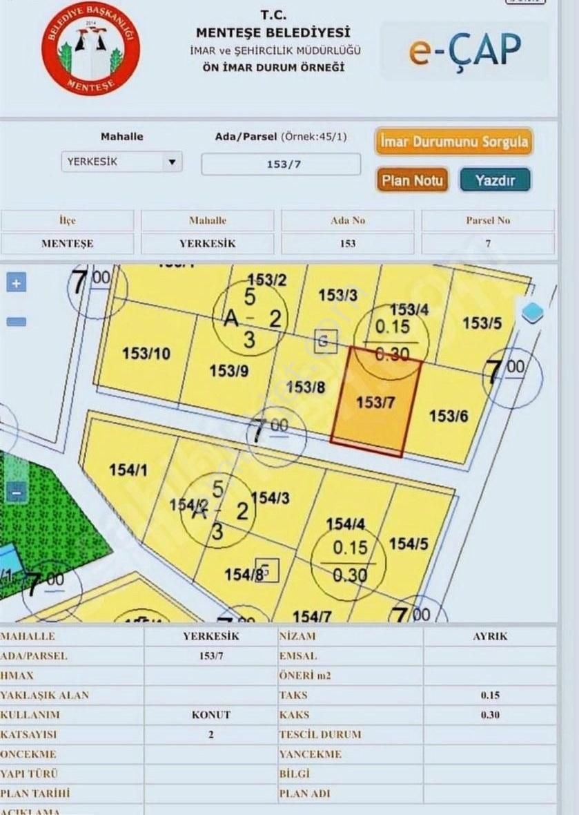Muğla Menteşe Yerkesik Yeni Villa Bölgesinde İmarlı Satılık Arsa - Görsel 4