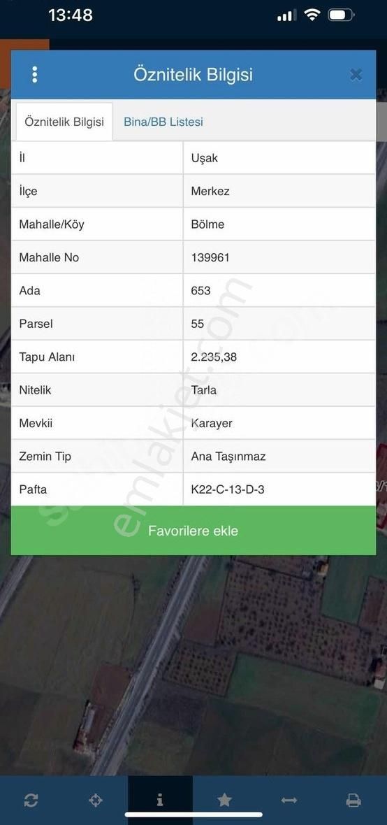 Temenos'tan Bölme'de Satılık Tarla