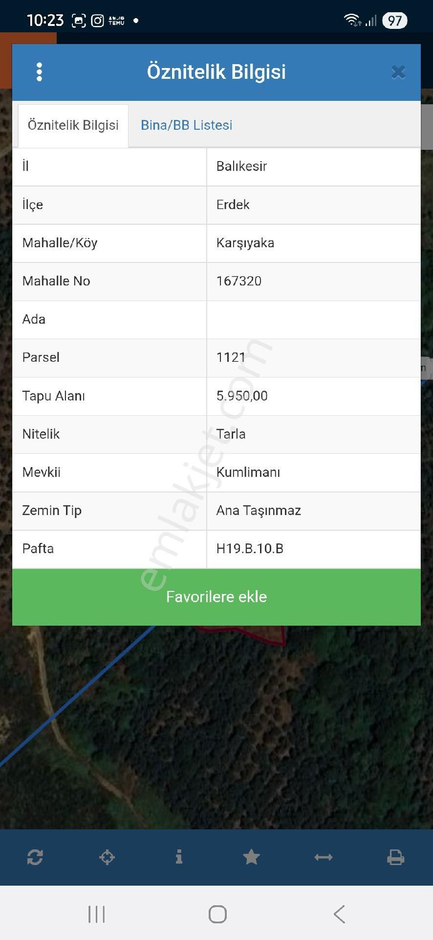 Erdek Karşıyakada Satılık Deniz Manzaralı Tarla