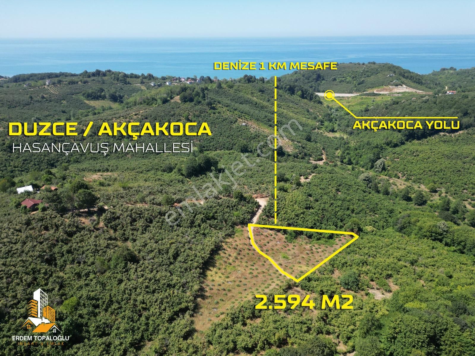 Akçakoca Hasançavuş'da Deniz Manzaralı İmarlı 2.594 M² Satılık Arsa