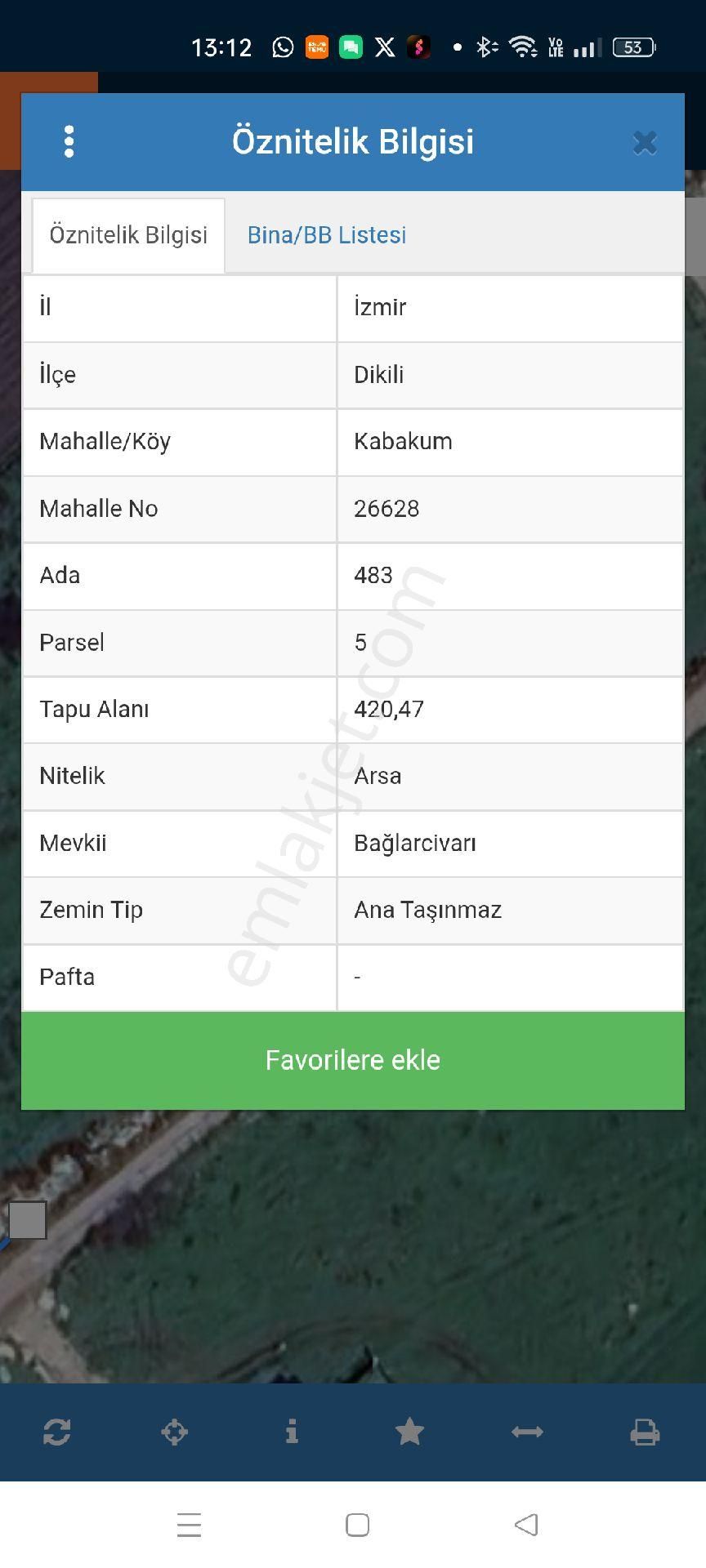 Dikili Kabakum Mevkiinde Yanyana 2 Adet Villa İmarlı Satılık Arsa