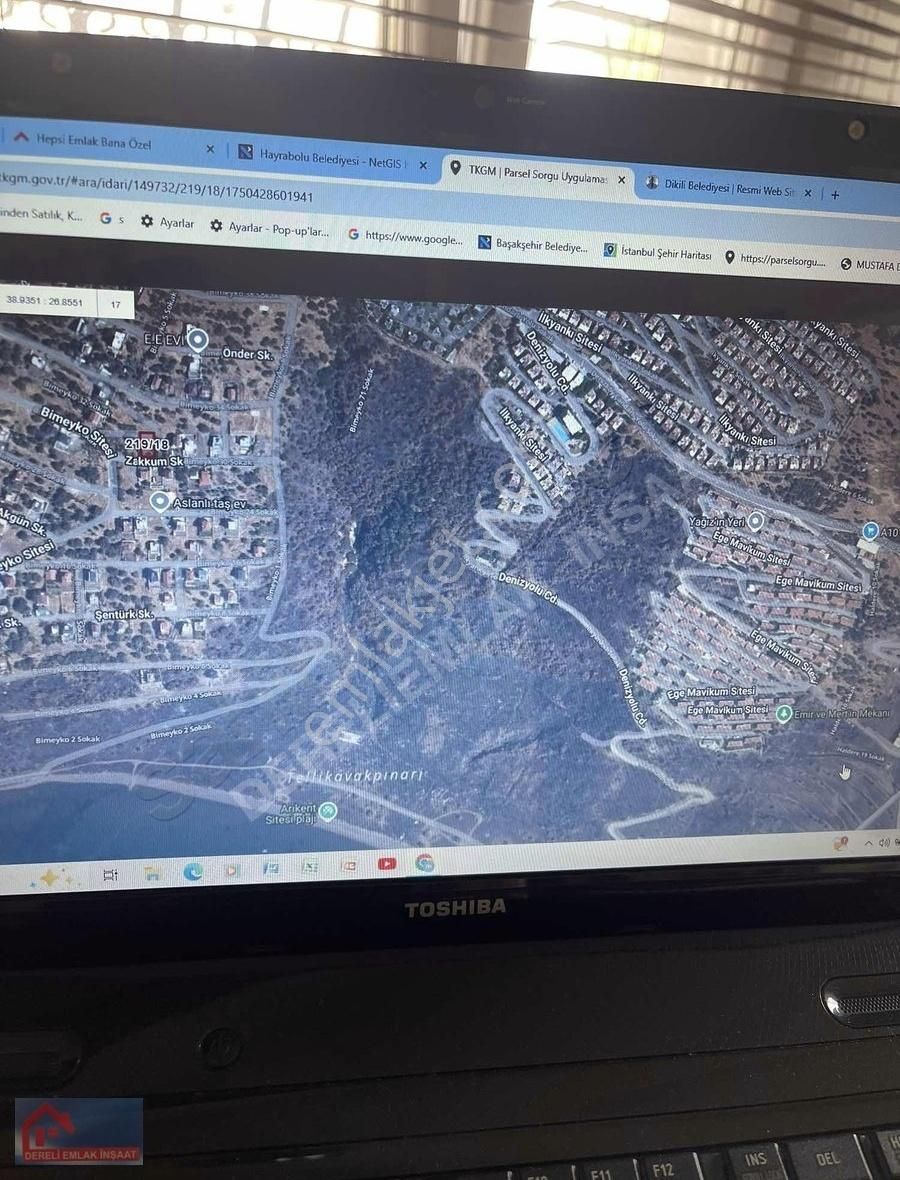 Dereliemlaktan Dikili Candarlıda Satılık 373 M2 İmarlı Arsa